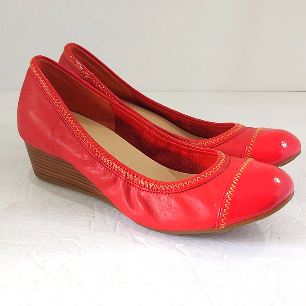 COLE HAAN | Women's Milly Cap Toe Wedge Heels Red Size 6.5